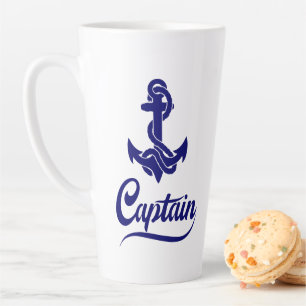 Taza De Café Latte Diseño Náutico Ancla Barco de Vela Capitán