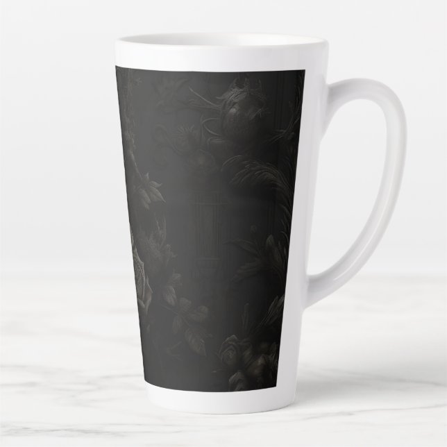 Taza De Café Latte Diseño Negro sobre Negro (Derecha)