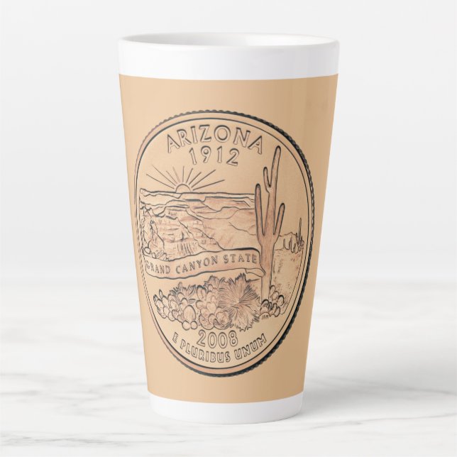 Taza De Café Latte Diseño pintado del barrio estatal de Arizona (Anverso)