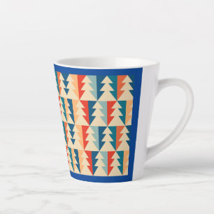 Taza De Café Latte diseño retro de funky de árbol de navidad de los a