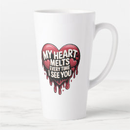 Taza De Café Latte Diseño romántico del corazón de goteo