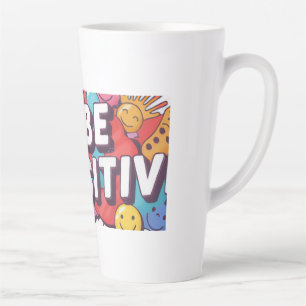 Taza De Café Latte Diseño tipográfico doodle Kawaii vibrante para rop