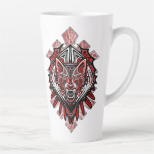 Taza De Café Latte Diseño Totémico Tribal Haida de Lobo