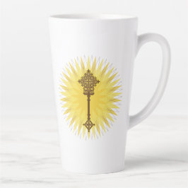 Taza De Café Latte Diseño tradicional de cruz de Etiopía marrón