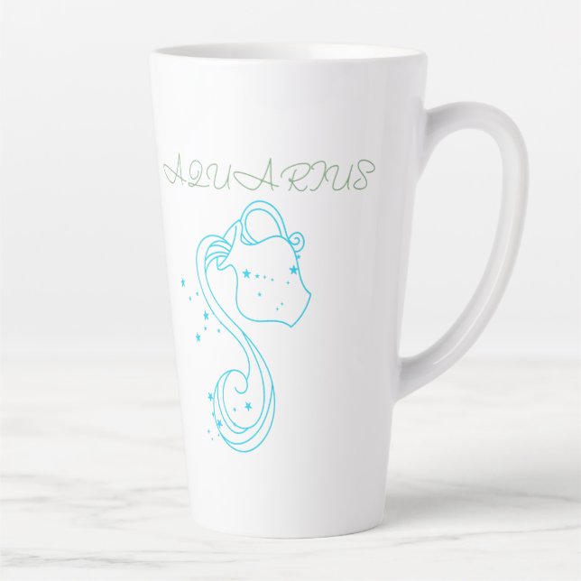 Taza De Café Latte Diseño Zodiaco Aquarius - Arte Astrológico Único p (Derecha)