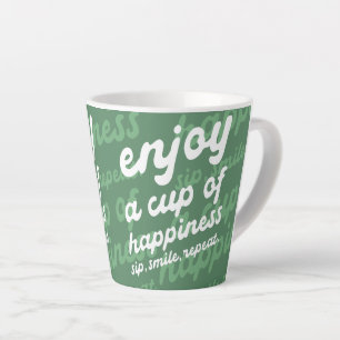 Taza De Café Latte Disfruta de una copa de felicidad Latte Mug Moti