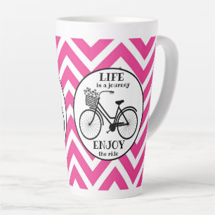 Taza De Café Latte Disfruta Del Paseo Bicicleta Con Flores Motivaci