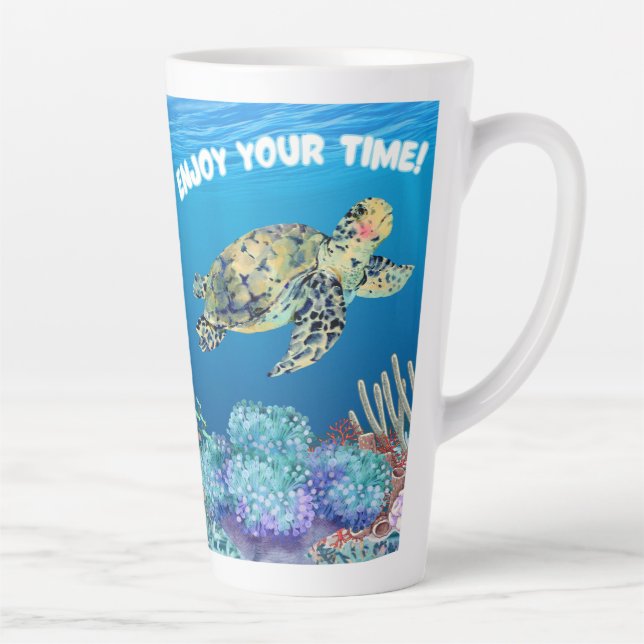 Taza De Café Latte Disfrutar de la tortuga (Derecha)