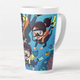 Taza De Café Latte Diversión Familiar en Buceo Subacuático
