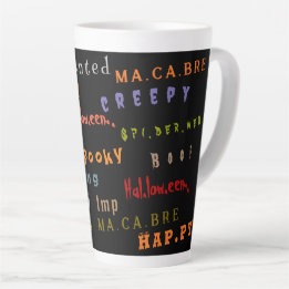 Taza De Café Latte Diversión y colorida tipografía Espíritu Halloween