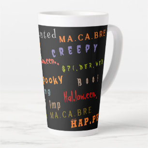 Taza De Café Latte Diversión y colorida tipografía Espíritu Halloween