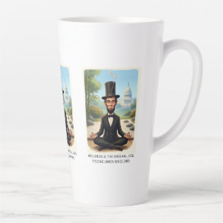 Taza De Café Latte Divertida Caricatura de Yoga de Abe Lincoln - El O