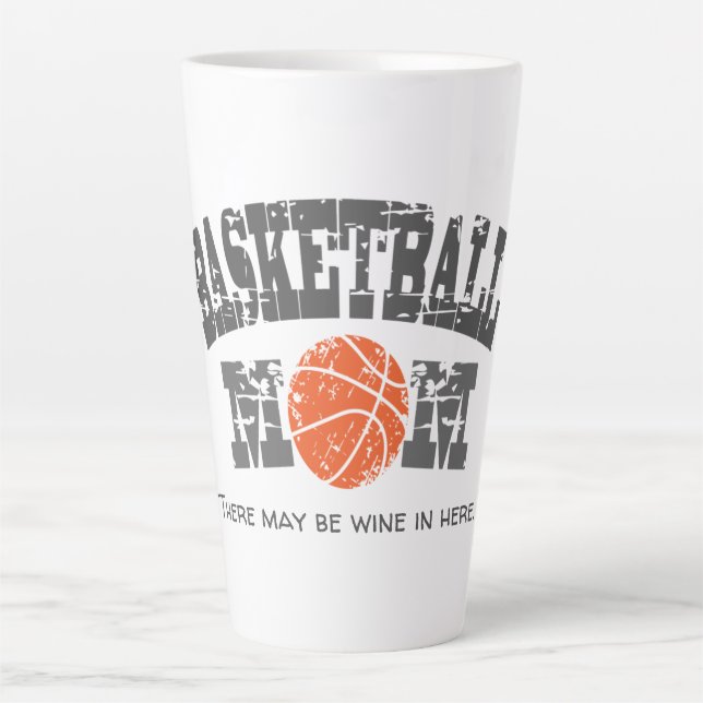 Taza De Café Latte Divertida madre de baloncesto (Anverso)