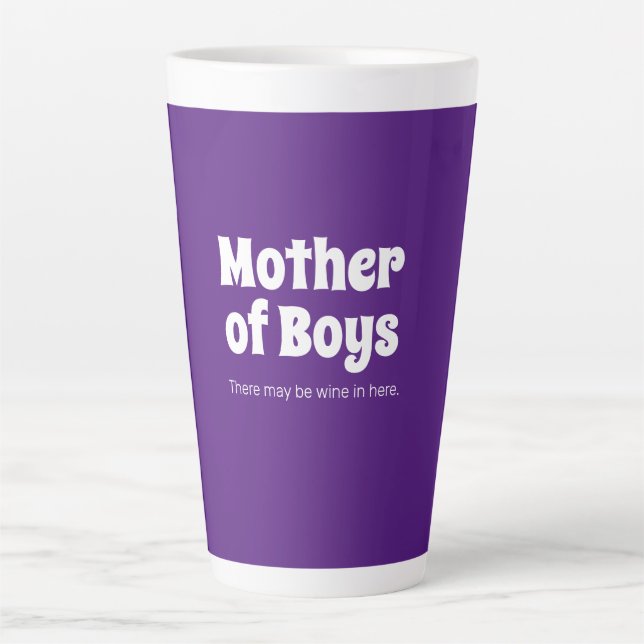 Taza De Café Latte Divertida Madre de Niños Fucsia Brillante  (Anverso)