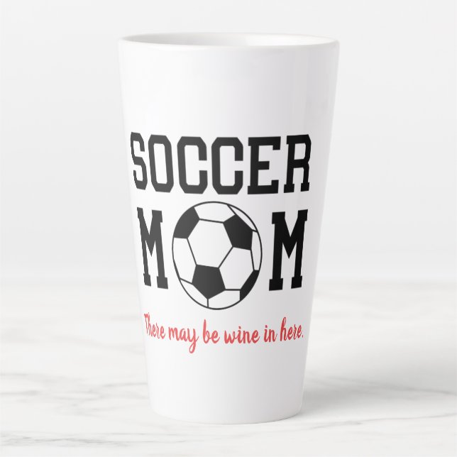Taza De Café Latte Divertida mamá del fútbol (Anverso)