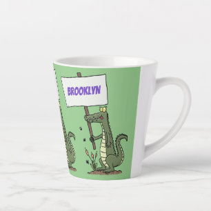 Taza De Café Latte Divertido cocodrilo alineador con personalizado de