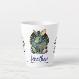 Taza De Café Latte Divertido conejo de Pascua Personalizado