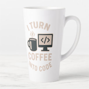 Taza De Café Latte Divertido Convierto Café en Código