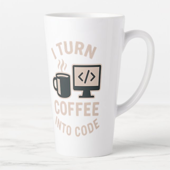 Taza De Café Latte Divertido Convierto Café en Código (Derecha)