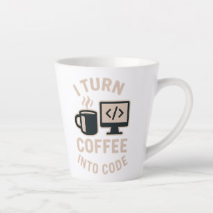Taza De Café Latte Divertido Convierto Café En Código