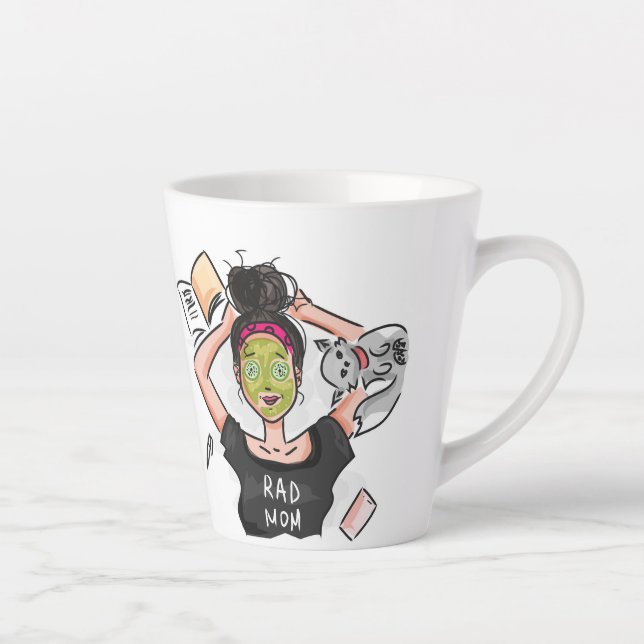 Taza De Café Latte Divertido Día libre de mamá de Rad (Derecha)