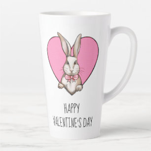 Taza De Café Latte Divertido El día de San Valentín de Conejo Vintage