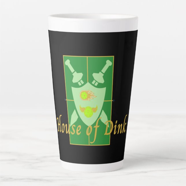 Taza De Café Latte Divertido Escudo de Dink Pickleball (Anverso)