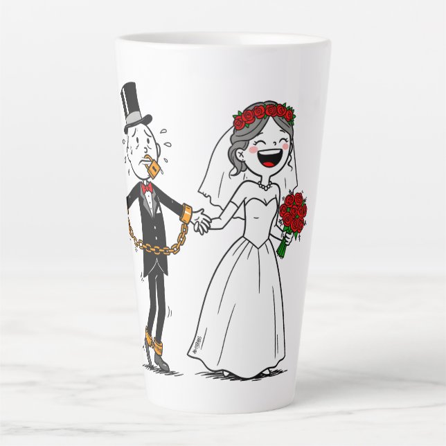 Taza De Café Latte Divertido matrimonio feliz (Anverso)