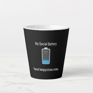 Taza De Café Latte Divertido Mi Batería Social Está Baja - Introverti