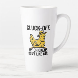 Taza De Café Latte Divertido Minimalista Amante del Pollo Cluk Off Vi