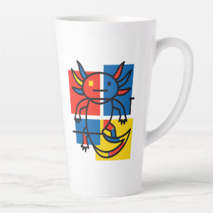 Taza De Café Latte Divertido patrón de arte abstracto de Axolotl Piet