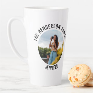 Taza De Café Latte Divertido Simple Photo Family Bebidas Orden Blanco