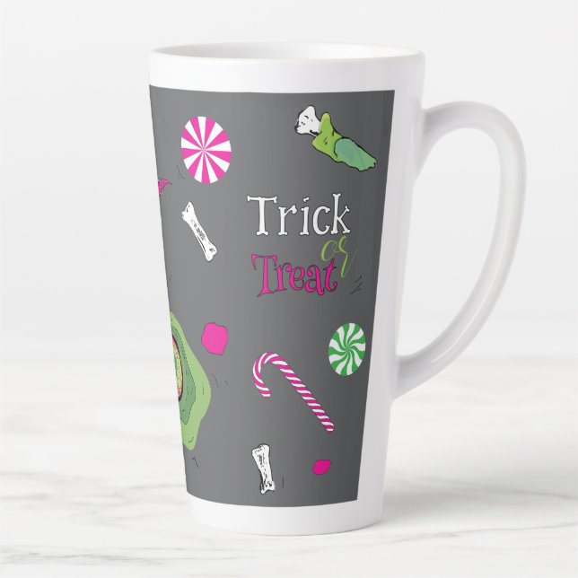 Taza De Café Latte ¡Divertido Truco O Trato! Dulce Muerte Y Dulce (Derecha)
