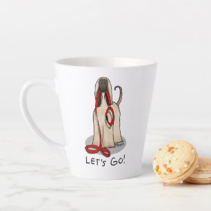 Taza De Café Latte ¡Divertido! ¡Vamos! Pasear al Lebrel Afgano (Crema