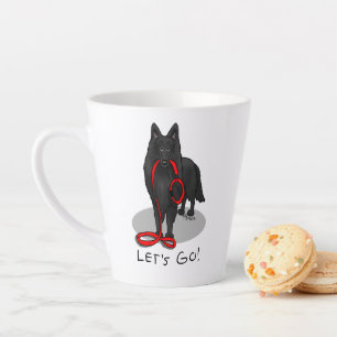 Taza De Café Latte ¡Divertido! ¡Vamos! Pasear al Pastor Belga (negro 