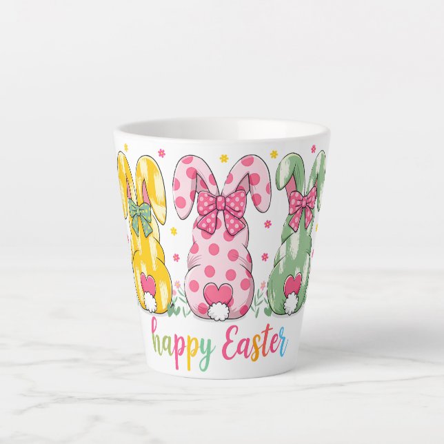 Taza De Café Latte Divertidos Bunnies de Pascua (Anverso)
