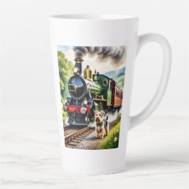 Taza De Café Latte Dog Greeting steam train