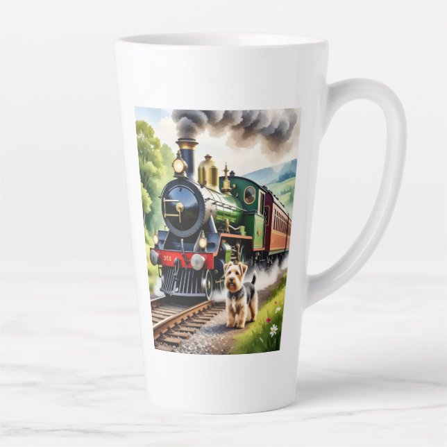 Taza De Café Latte Dog Greeting steam train (Derecha)