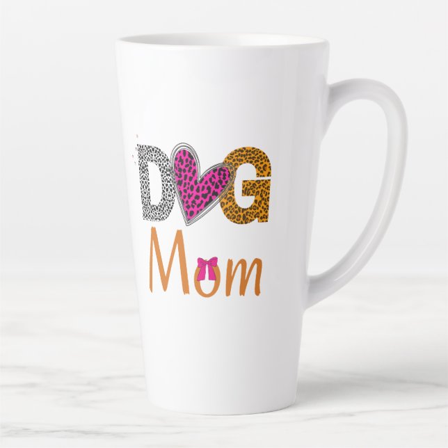 Taza De Café Latte Dog Mom Leopard Print/Trending Dog  Lover Gift (Derecha)