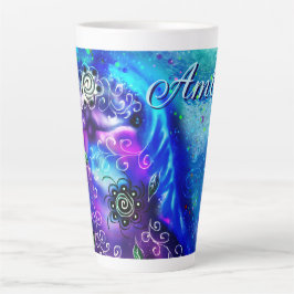 Taza De Café Latte Dolphin azul azul azul Verde azulado costero Nauti