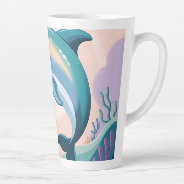 Taza De Café Latte Dolphin Mom and Baby (Derecha)