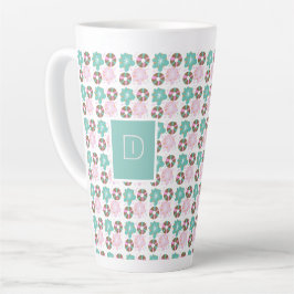 Taza De Café Latte Donas Glaseadas de Navidad Garabatos Rosas Inicial