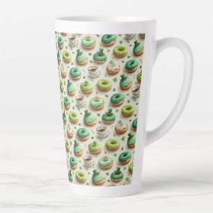 Taza De Café Latte Donas y café del día de San Patricio Acuarela