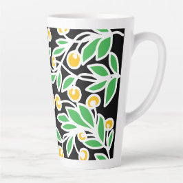 Taza De Café Latte Doodle amarillo y verde