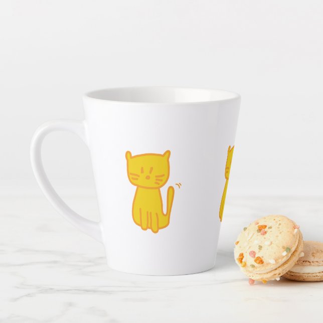 Taza De Café Latte Doodle Golden Lucky Cat (In situ)