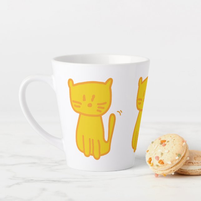 Taza De Café Latte Doodle Golden Lucky Cat (In situ)