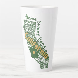 Taza De Café Latte Doodles florales de California