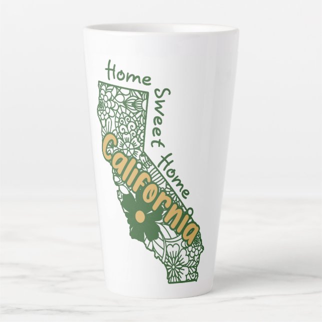 Taza De Café Latte Doodles florales de California (Anverso)