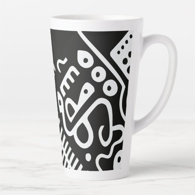 Taza De Café Latte Doodles Resumen de formas modernas (Derecha)