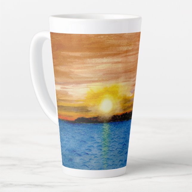 Taza De Café Latte Door County Sunset (Ángulo izquierdo)